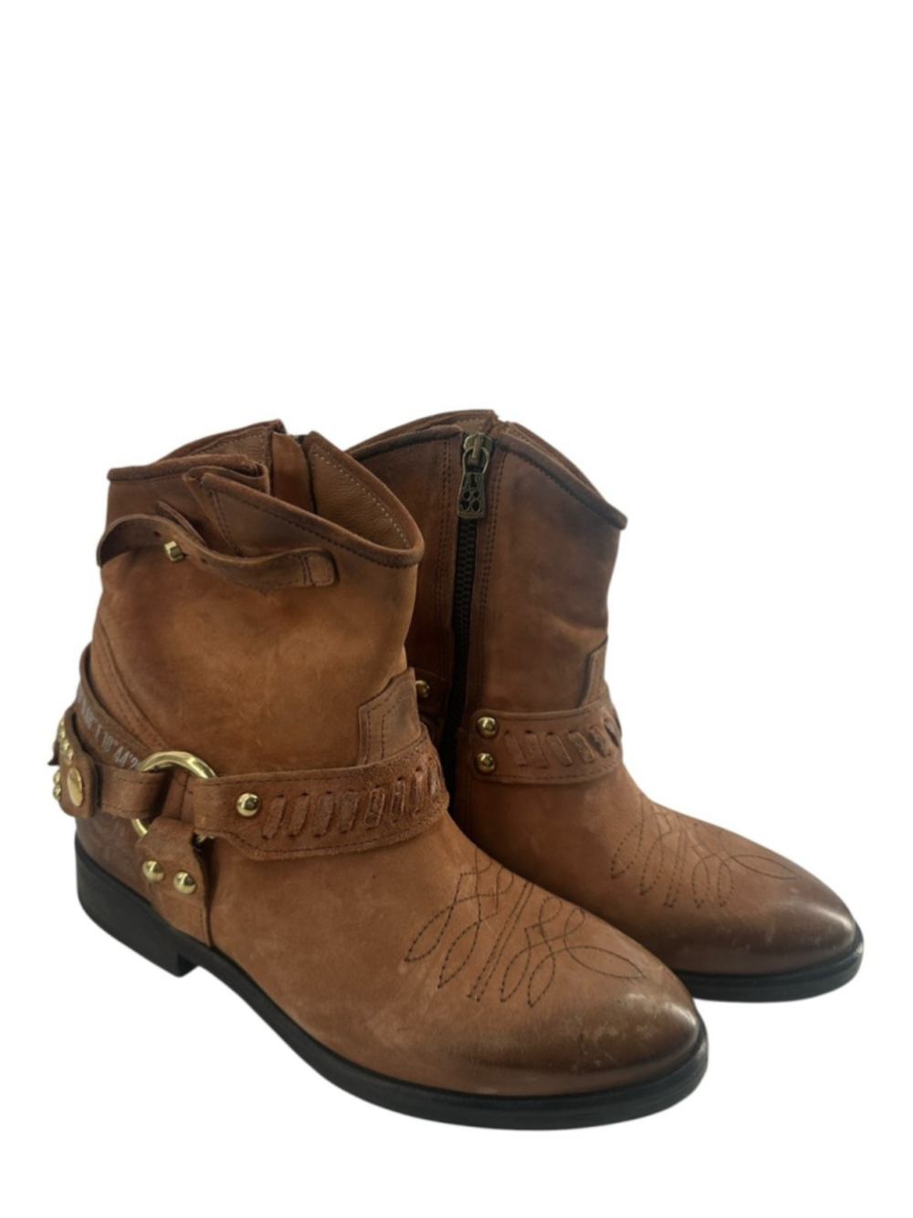 A.S.98 Ivie western boots in whiskey handmade distressed leather made in Italy